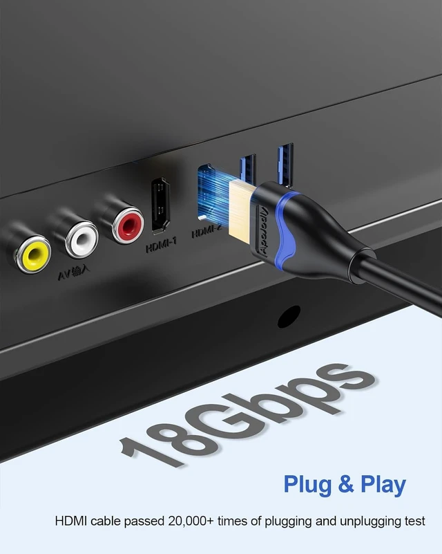 Alt view image 4 of 7 - ApoJodly 4K HDMI Cable 12 FT 5-Pack, HDMI Cord 12 Foot High Speed | HDMI 2.0 Ultra HD 4K@60Hz, 2K@144Hz, 18Gbps, ARC, HDR, HDCP2.2, 3D Compatible with PS4/PS5, Monitor,Laptop,HDTV,Blu-ray,Xbox