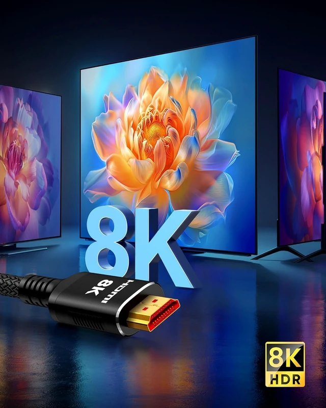 Alt view image 4 of 7 - Snowkids 8K HDMI Fiber Optic Cable Long 2.1 65FT, 48Gbps UHD Unidirectional | Fiber Optical, Long Braided,48Gbps Ultra High-Speed HDMI Cord,10K 8K@60Hz Compatible for TV/PS-5/X-box/Projector
