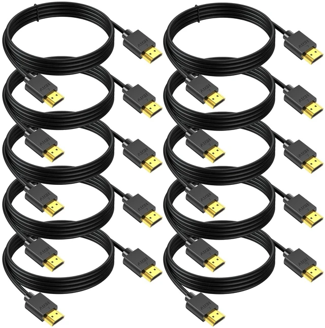 Main image of HDMI Cable 10 FT 10-Pack,Multipack Shielded 4K HDMI 2.0 Cord CL3 Rated,ARC | High Speed HDMI Computer Monitor TV Cable -4K@60Hz/2K@144Hz/165Hz,HDCP 2.2,HDR for Laptop,Computer,HDTV,PS5,PS4,Xbox