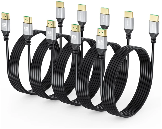 Main image of MOSIMLI 8K Slim HDMI Cable 10FT 5-Pack, Ultra High-Speed 48Gbps | Supports VRR, ALLM, ARC/eARC, HDCP2.3, Dolby Atmos & DTS:X, HDR10+ for TV, Monitor, Computer, Laptop, Projector, PS5, Xbox