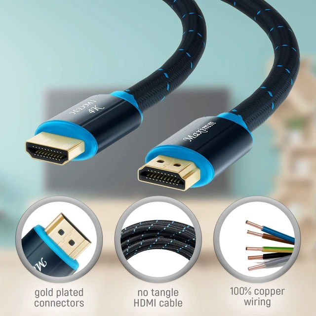 Alt view image 7 of 7 - Maximm HDMI Cable 4K 3 Ft, 20-Pack, Braided, 18 Gbps, Gold-Plated | 18 Gbps bandwidth supports 4K at 60Hz, HDR, Dolby Vision, and Audio Return Channel