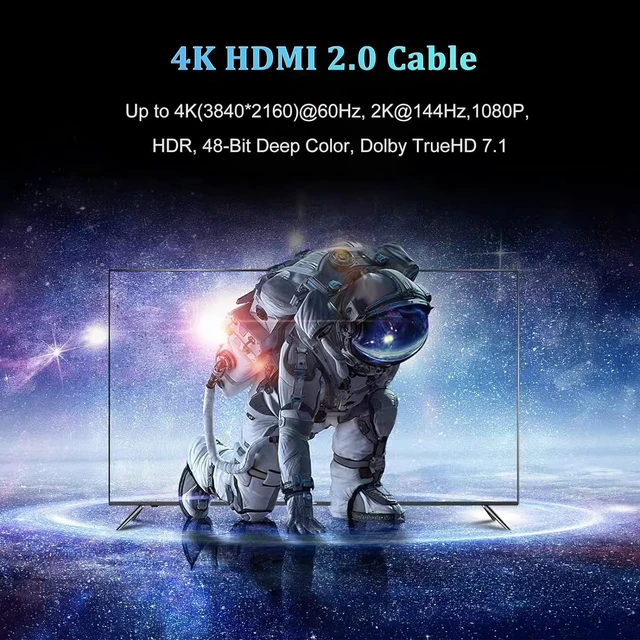 Alt view image 2 of 7 - UVOOI 4K HDMI Cable 6FT 10-Pack,HDMI to HDMI Cable High Speed HDMI 2.0 Cord | 4K@60Hz, 2K 1440P@144Hz, 1080P, 18Gbps, 48 bit, HDCP 2.2, HDR, 3D, ARC & Ethernet for HDTV, Laptop, Monitor, PS5, PS4