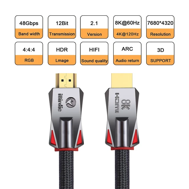 Alt view image 4 of 5 - iBirdie 8K Fiber Optic HDMI Cable 32 Feet 10 Meter 30, 48 Gbps | Active Unidirectional Cord, Work on 8K 60hz, 4K 120hz, 4K 144hz, HDCP 2.3 2.1, Compatible for Apple-TV PS5 4070 5080