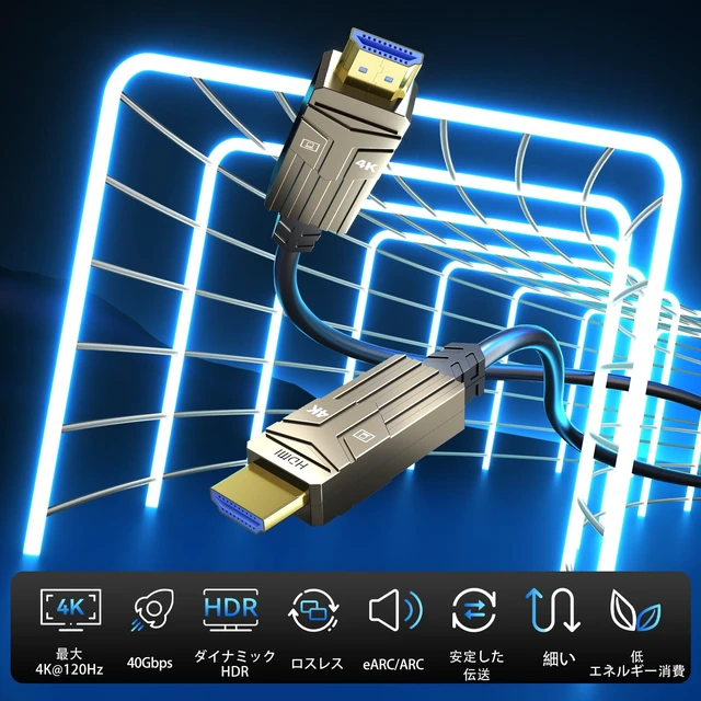 Alt view image 3 of 6 - Soonsoonic Fiber Optic HDMI Cable 75ft,18Gbps 4K@60Hz(4:4:4) Unidirectional Active 2.0 Cord,Support HDR10 ARC HDCP 2.2 3D CEC Atmos DTS:X, Ultra high Speed Flexible and Slim22.5m