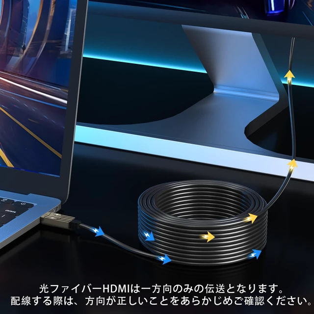 Alt view image 6 of 6 - Soonsoonic Fiber Optic HDMI Cable 75ft,18Gbps 4K@60Hz(4:4:4) Unidirectional Active 2.0 Cord,Support HDR10 ARC HDCP 2.2 3D CEC Atmos DTS:X, Ultra high Speed Flexible and Slim22.5m