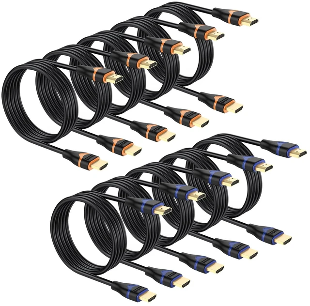 Main image of ApoJodly 4K HDMI Cable 6.6FT 10-Pack, High Speed HDMI Cord 2.0 CL3 Rated | HDMI to HDMI 4K@60Hz, 2K@144Hz, HDR, 3D, Dolby, HDCP 2.2, ARC for Monitor, PS5, PS4, HDTV, Xbox, Blu-ray, Laptop