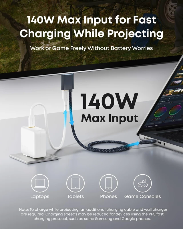 Alt view image 5 of 7 - Anker Nano USB C to HDMI Cable Adapter, 140W PD Fast Charging, 4K@60Hz | Sustainable Advanced Shielding, Thunderbolt 5/4/3 Compatible, for MacBook, iPhone, HD TV, (6ft, Black)