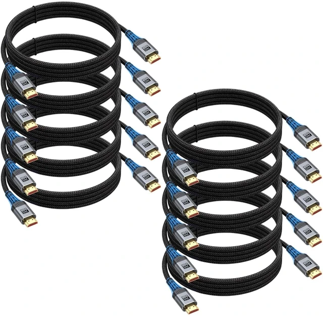 Main image of High Speed HDMI 2.1 Cable 8K 6FT 10-Pack for Computer TV CL3 Rated,Shielded | 6FT HDMI Cord Multipack,HDCP 2.3,4K@165Hz 8K@60Hz,HDR10 eARC,ARC,3D for PC,PS5,PS4,Xbox,HDTV,Fire/Roku/Streaming TV