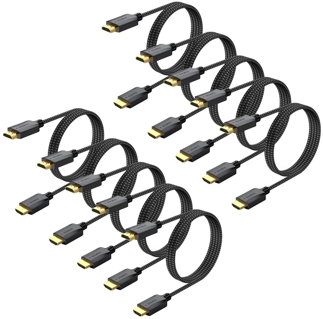 Main image of HDMI Cable 6.6FT 10-Pack, 4K High Speed HDMI 2.0 Cable ARC Shielded Braided | Pure Copper with 4K ARC HDR 3D & CL3 Rated, for Soundbar, Laptop, Monitor, PS5, PS4, Xbox, Fire TV, Blu-Ray Player
