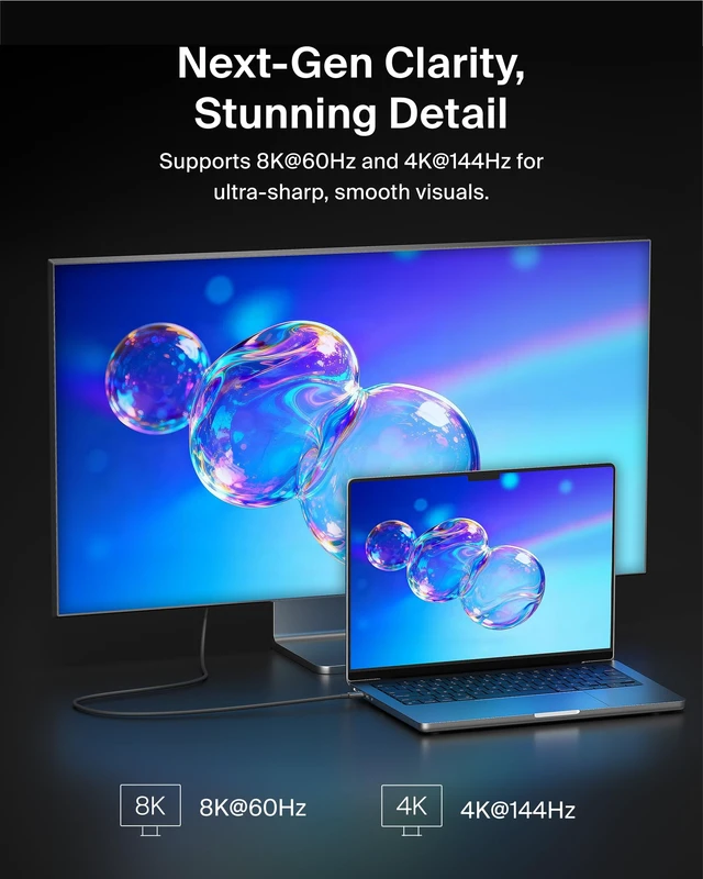 Alt view image 2 of 5 - Belkin USB-C to HDMI Cable, 6.6ft | Connects USB-C laptop to HDMI TV or monitor, supports 4K video, compatible with MacBook, Chromebook, and PC