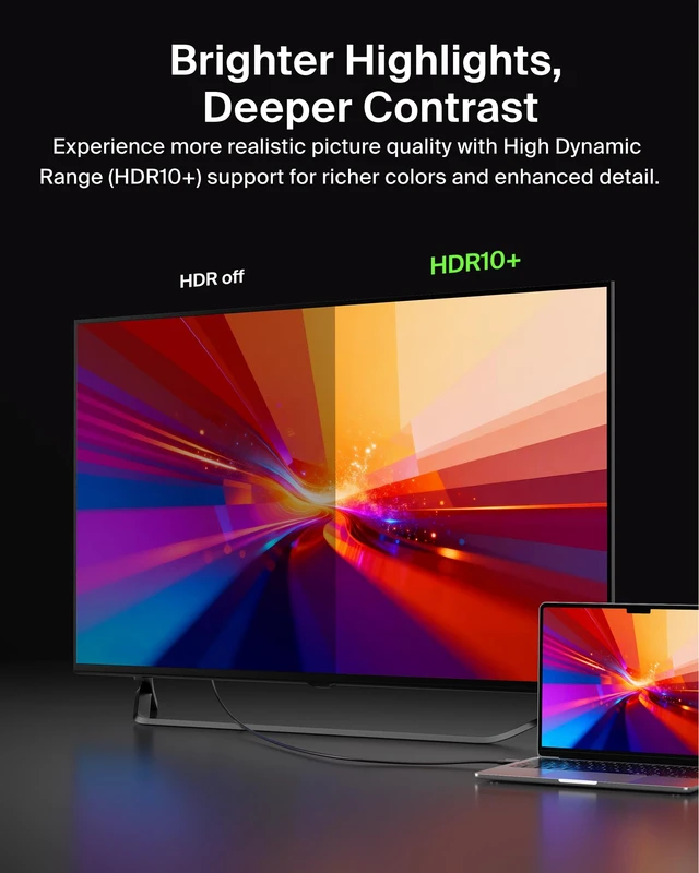 Alt view image 4 of 5 - Belkin USB-C to HDMI Cable, 6.6ft | Connects USB-C laptop to HDMI TV or monitor, supports 4K video, compatible with MacBook, Chromebook, and PC