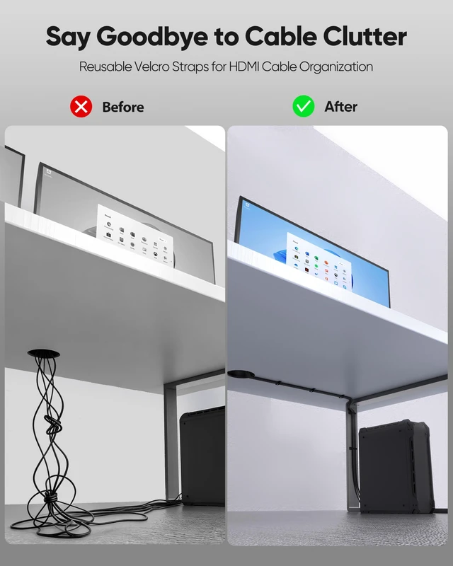 Alt view image 7 of 7 - HDMI 2.1 Cable 13FT 2-Pack, 48Gbps Ultra High Speed for Home Theater | 90° Adapter & 5 Ties, 8K@60Hz, 4K@120Hz, 2K@240Hz, Dolby, eARC, For TV, Soundbar, PS5, Xbox, Roku, Monitor