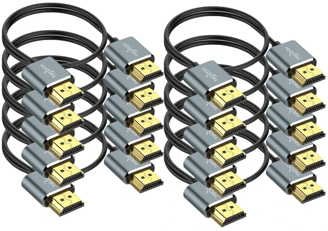 Main image of Twozoh Slim 4K HDMI Cable 1FT 10 Pack, Ultra Thin & Flexible Skinny HDMI to HDMI 2.0 Cord Support 4K/60HZ 18gbps Laptop, Monitor, PS5, PS4, Xbox One, Fire TV
