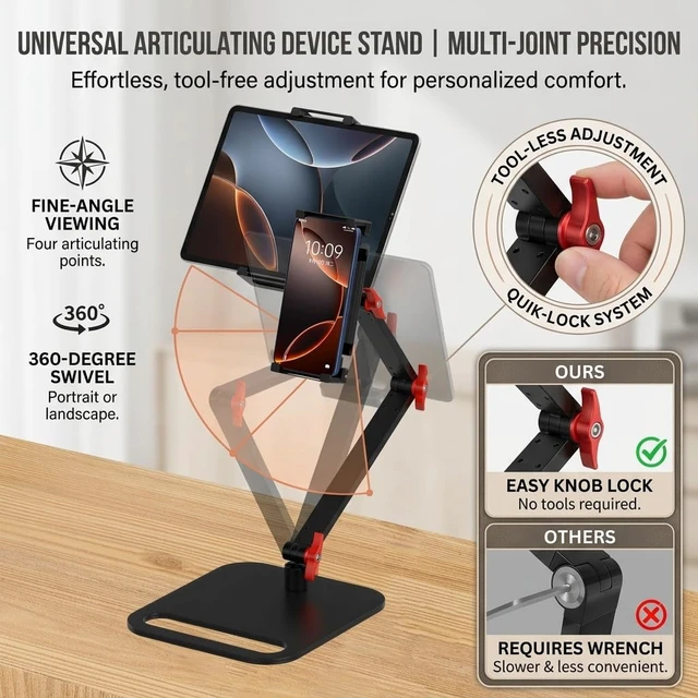 Alt view image 3 of 7 - Upgrade Portable Monitor Stand Tool-Free Adjustment Tablet Holder | Vertical Portable Monitor Holder for 15.6 17.3 18.5 Inch Screen, Ergonomic Travel Monitor Mount, Tablet Stand for iPad 12.9
