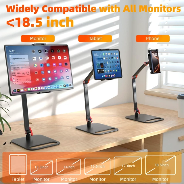 Alt view image 5 of 7 - Upgrade Portable Monitor Stand Tool-Free Adjustment Tablet Holder | Vertical Portable Monitor Holder for 15.6 17.3 18.5 Inch Screen, Ergonomic Travel Monitor Mount, Tablet Stand for iPad 12.9