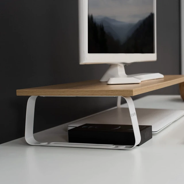 Alt view image 5 of 7 - VIVO 24 inch Monitor Stand, Wood and Steel Desktop Riser, Screen, Keyboard, Laptop, Small TV, Ergonomic Desk and Tabletop Organizer, Light Wood, STAND-V000WM