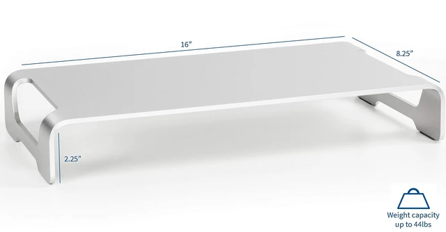 Alt view image 2 of 4 - VIVO Silver Aluminum 16 inch Wide Monitor Riser, Ergonomic Desktop Stand, Modern Tabletop Organizer STAND-V000H
