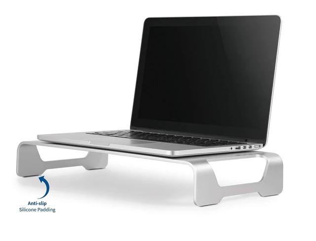 Alt view image 3 of 4 - VIVO Silver Aluminum 16 inch Wide Monitor Riser, Ergonomic Desktop Stand, Modern Tabletop Organizer STAND-V000H