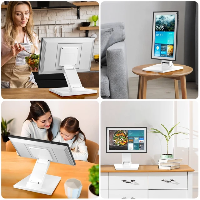 Alt view image 2 of 7 - Jakeko for Amazon Alexa Show 15 Stand Mount Tilt Soporte para Alexa Accessories Eco Show 15 Accessories Adjustable Rotation Bracket Easy Installation Foldable Easy Storage (White)