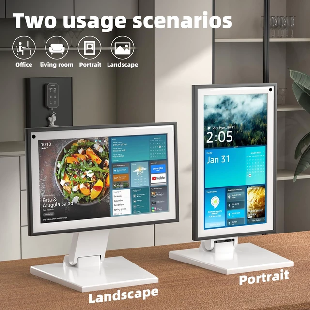 Alt view image 3 of 7 - Jakeko for Amazon Alexa Show 15 Stand Mount Tilt Soporte para Alexa Accessories Eco Show 15 Accessories Adjustable Rotation Bracket Easy Installation Foldable Easy Storage (White)