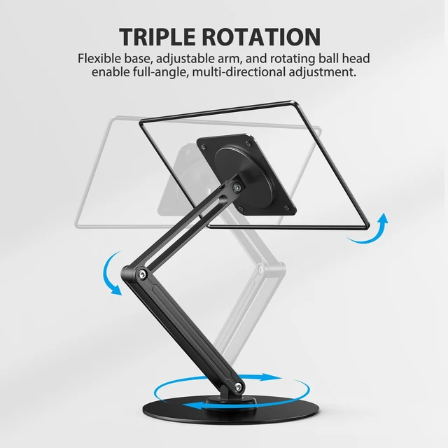 Alt view image 6 of 7 - UPERFECT Magnetic VESA Stand, Adjustable Aluminum Arm for Portable Monitor | Magnetic Upgrade, 75×75mm VESA Mount, Adhesive Metal Plates, 360° Swivel Base, Supports 1019" Screens Up to 4.4 lbs