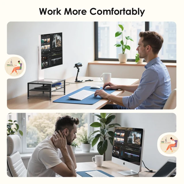 Alt view image 4 of 7 - ECOLOVI 2-Tier Computer Monitor Stand Riser, Printer & Laptop Stand, Office Desk Accessories, Workspace Desk Organizer for Home Office Supplies, Black 2-Pack
