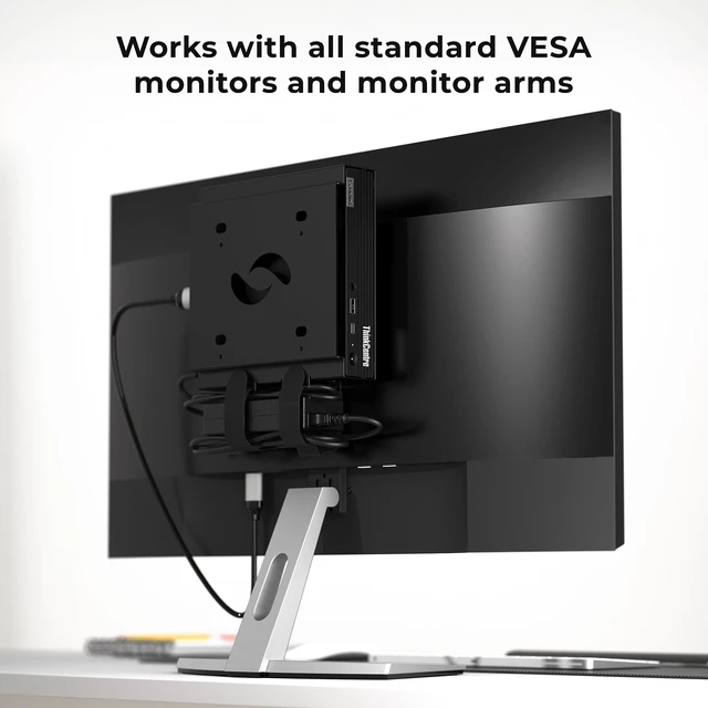 Alt view image 3 of 7 - HumanCentric VESA Mount for Lenovo ThinkCentre Tiny - Behind Monitor | Fits M90q Gen2, M80q Gen3, M90q Gen3, M70q Gen2, ThinkStation P3 Tiny, M60e, M75q Gen2 & M70q