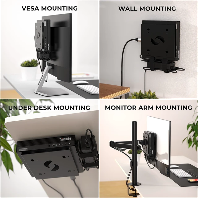 Alt view image 5 of 7 - HumanCentric VESA Mount for Lenovo ThinkCentre Tiny - Behind Monitor | Fits M90q Gen2, M80q Gen3, M90q Gen3, M70q Gen2, ThinkStation P3 Tiny, M60e, M75q Gen2 & M70q