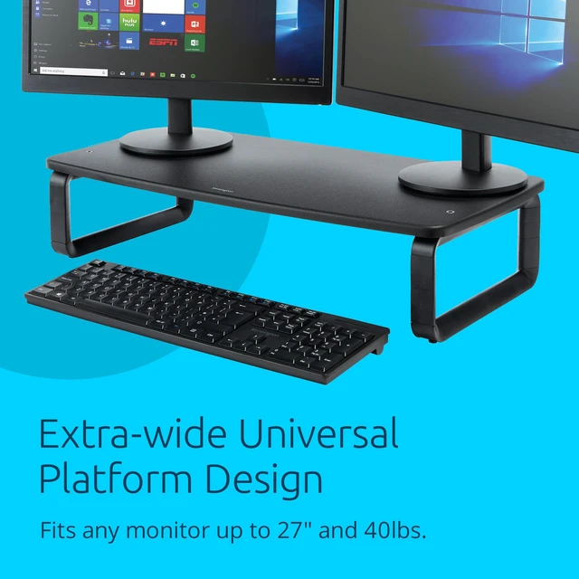 Alt view image 3 of 6 - Kensington SmartFit Extra Wide Monitor Stand Riser K52797WW, Black | Snap in legs set 3 heights, holds up to 39.7 lb and screens to 27 in, 24 in deck clears a full size keyboard