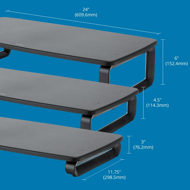 Alt view image 5 of 6 - Kensington SmartFit Extra Wide Monitor Stand Riser K52797WW, Black | Snap in legs set 3 heights, holds up to 39.7 lb and screens to 27 in, 24 in deck clears a full size keyboard