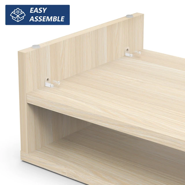 Alt view image 4 of 6 - FITUEYES Wooden Monitor Stand Riser, 2-Tier Desk Storage Shelf, Oak | 21.3-Inch Desktop Organizer Fits Laptop, Computer Screen and Office Supplies