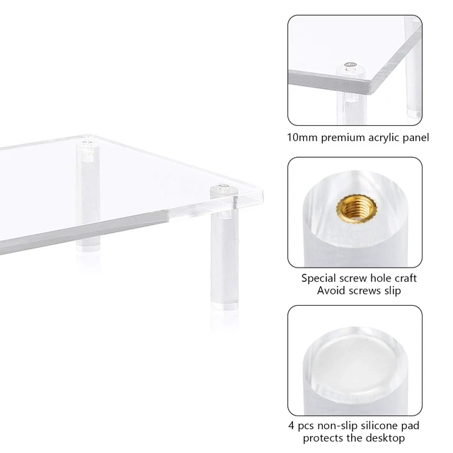 Alt view image 5 of 7 - YestBuy 20x7.5 Acrylic Monitor Stand Riser, Clear Computer Stand for Laptop, iMac, Pc, Printer, Desktop Ergonomic,Desk Riser Work from Home Accessories Office Supplies Platform Save Space