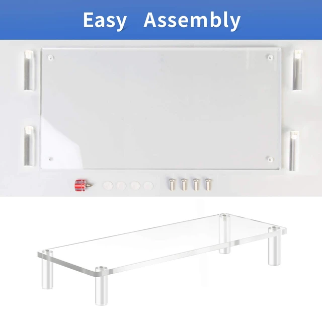 Alt view image 7 of 7 - YestBuy 20x7.5 Acrylic Monitor Stand Riser, Clear Computer Stand for Laptop, iMac, Pc, Printer, Desktop Ergonomic,Desk Riser Work from Home Accessories Office Supplies Platform Save Space