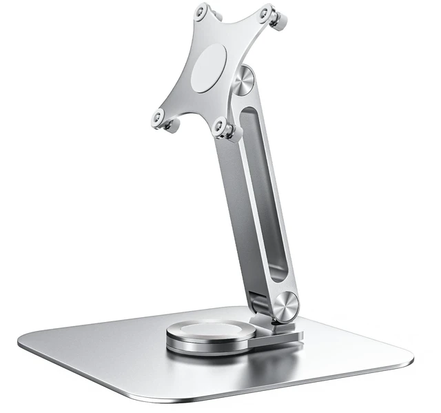 Main image of JUNEBOX 75x75mm VESA Monitor Mount Stand, M4 Anti-Loss Screws, Aluminum Alloy Base, Fits 7"-18" Small Portable Monitors, Silver Foldable Lay Flat Monitor Stand (Not Fit 100x100mm Vesa)