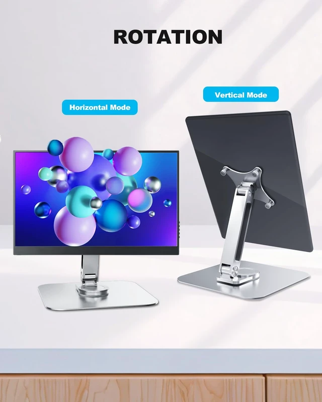 Alt view image 6 of 7 - JUNEBOX 75x75mm VESA Monitor Mount Stand, M4 Anti-Loss Screws, Aluminum Alloy Base, Fits 7"-18" Small Portable Monitors, Silver Foldable Lay Flat Monitor Stand (Not Fit 100x100mm Vesa)