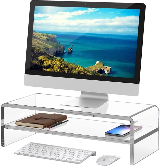 Main image of Egchi Acrylic Monitor Stand,2 Tiers Computer Monitor Riser(18x8x5.5 inches),Computer Stand/Monitor Riser for Office,School,Home,Laptop Stand Desktop Stand for Keyboard Storage&Printer TV Screen