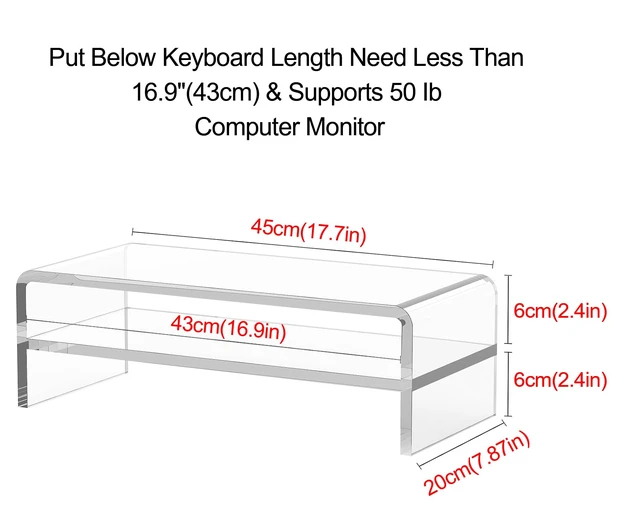 Alt view image 2 of 7 - Egchi Acrylic Monitor Stand,2 Tiers Computer Monitor Riser(18x8x5.5 inches),Computer Stand/Monitor Riser for Office,School,Home,Laptop Stand Desktop Stand for Keyboard Storage&Printer TV Screen