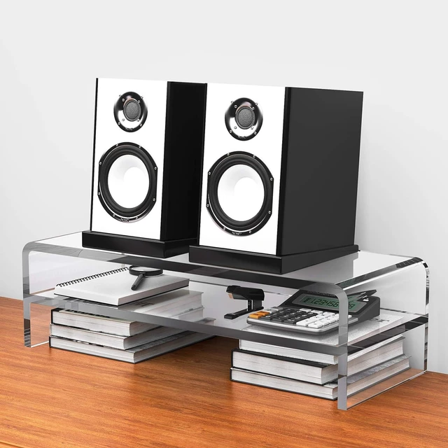Alt view image 6 of 7 - Egchi Acrylic Monitor Stand,2 Tiers Computer Monitor Riser(18x8x5.5 inches),Computer Stand/Monitor Riser for Office,School,Home,Laptop Stand Desktop Stand for Keyboard Storage&Printer TV Screen