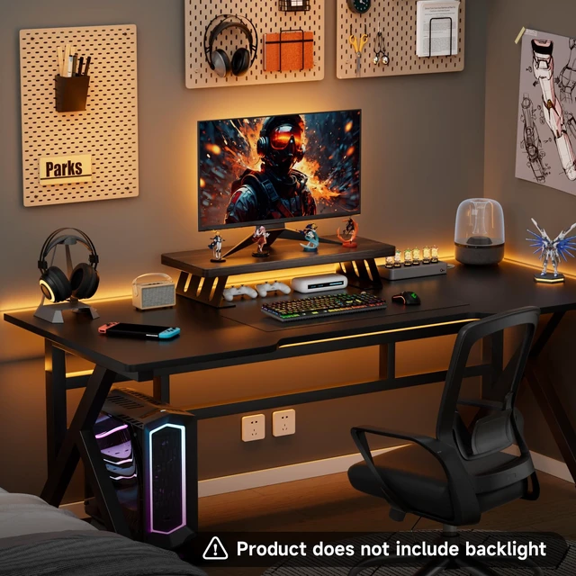Alt view image 4 of 7 - NestNeat Monitor Stand 24 Inch Wood Monitor Riser, Holds Up to 220 Lbs, Perfect as a Printer Stand or Laptop Riser, Desktop Shelf for Home Office & Gaming Setup-Dark Walnut