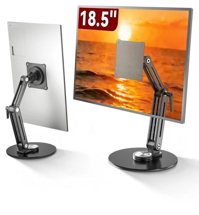 Main image of Jakeko Magnetic Portable Monitor Stand VESA Mount 75mm Travel 360° Swivel | L-Shaped Hand Wrench,13.3" 14.1" 15.6" 17.3" 18.5 Inch Screen,Thickened Base,Fully Folds Flat For Easy Storage
