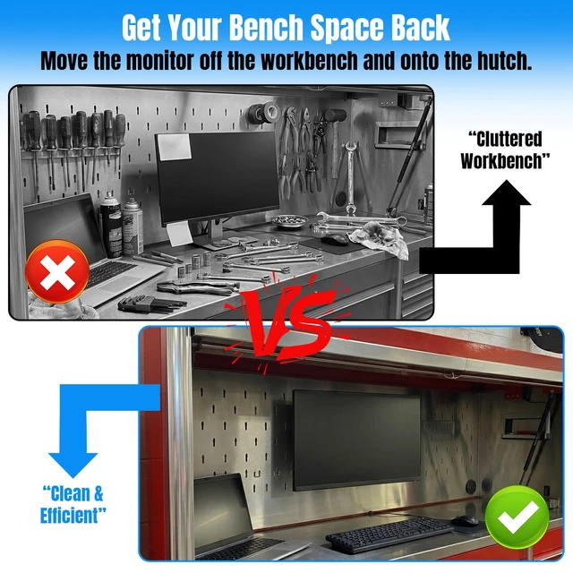 Alt view image 4 of 6 - AUTOVIC Monitor Mount for Snap-on Hutch VESA 75 100 Tool Box Work Center | Fits Snap-on Tool Hutch, for VESA 75 And 100, Aluminum Multi-Screen, Adjustable Design, Includes 4mm Screws
