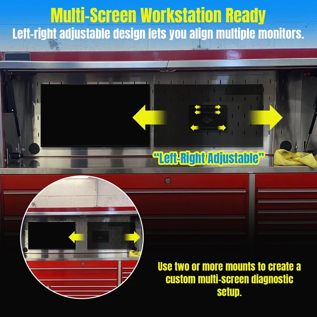 Alt view image 6 of 6 - AUTOVIC Monitor Mount for Snap-on Hutch VESA 75 100 Tool Box Work Center | Fits Snap-on Tool Hutch, for VESA 75 And 100, Aluminum Multi-Screen, Adjustable Design, Includes 4mm Screws