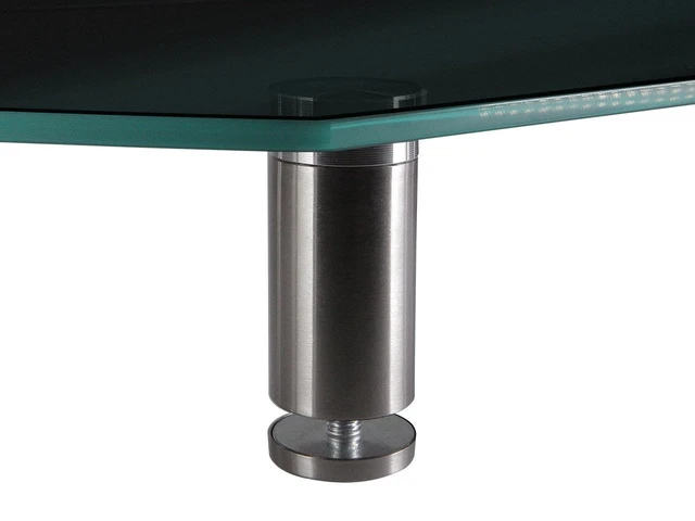 Alt view image 4 of 5 - Multimedia Desktop Stand, Black Glass (27.6" x 12.2" x 3") - Stand & Riser, Laptop Stand, Desktop TV Stand, Dual Monitors w/ Height Adjustable Legs - Workstream Collection (116360), 25.6" x 11.0"