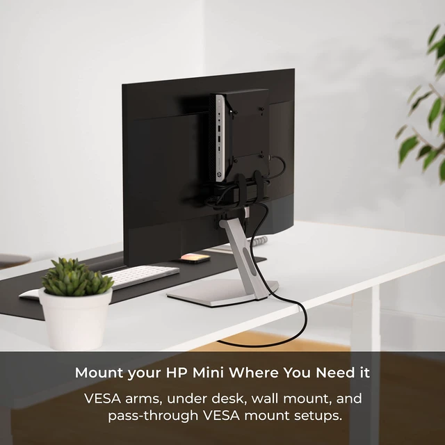 Alt view image 2 of 7 - HumanCentric VESA Mount Bracket for HP Desktop Mini, ProDesk & EliteDesk | Under Desk, Wall & Arm Mounting Kit with Power Adapter Holder. Fits HP Desktop Mini.