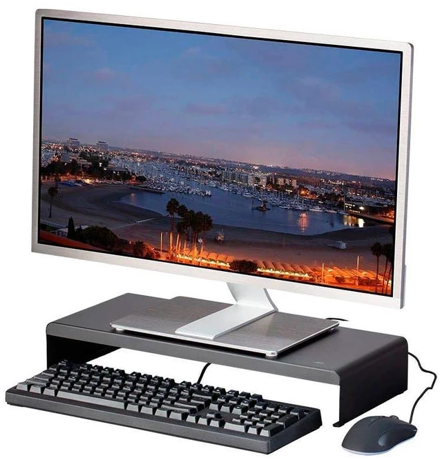 Alt view image 4 of 6 - Monoprice Metal Multimedia Desktop Stand- 7.9 x 19.3 Inches - Black | Raised 3.2 Inches, Monitor Stand & Riser, Laptop Stand - WorkstreamCollection