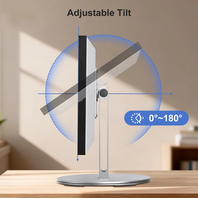 Alt view image 4 of 7 - UPERGO Stand for Echo Show 21 and 15,Elevates Your Device | 180° Tiltable, Anti-Slip Aluminum Base, 360° Rotatable, Fits Kitchen Counter & Desk, Easy Assembly