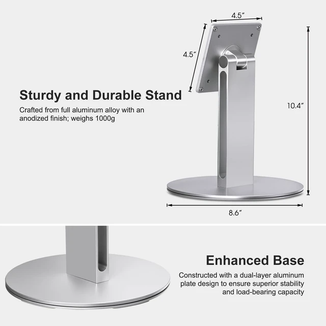 Alt view image 6 of 7 - UPERGO Stand for Echo Show 21 and 15,Elevates Your Device | 180° Tiltable, Anti-Slip Aluminum Base, 360° Rotatable, Fits Kitchen Counter & Desk, Easy Assembly