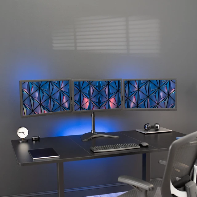 Alt view image 6 of 7 - VIVO Triple Monitor Mount Fully Adjustable Desk Free Stand for 3 LCD Screens up to 24 inches STAND-V003P