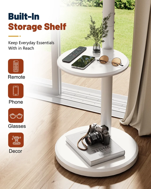 Alt view image 7 of 7 - Floor Stand for Echo Show 21/15, Mobile Monitors Stand Up to 35 inch &33lbs | Universal Rolling Stand for Smart Displays,Storage Shelf, Stable Base with Hidden Wheels,Height Adjustable