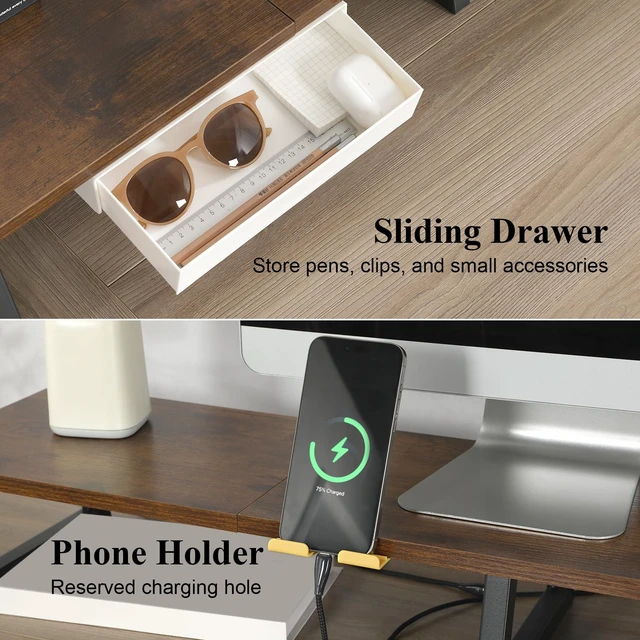 Alt view image 3 of 7 - TEAMIX 42 inch Large Dual Monitor Stand Riser,TV Riser,Desk Shelf Organizer | Extra Long Computer Stand, Wood & Steel, Holds 300lbs, Keyboard/PS5/Soundbar Storage Underneath, For Home Office & Gaming